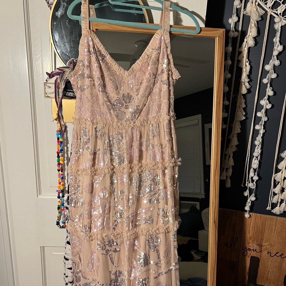 Needle and thread formal dress light pink sequin